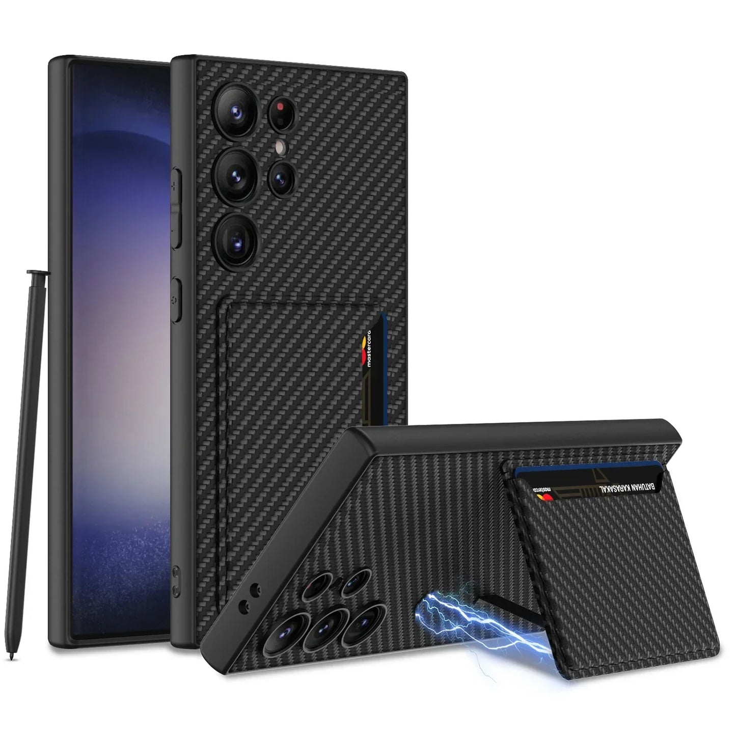 ULTRA THIN LEATHER CASE WITH MAGNETIC CARD BAG FOR GALAXY S24 ULTRA