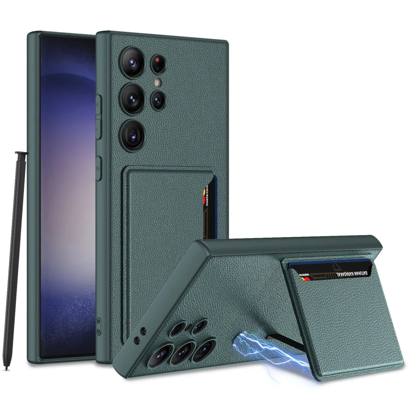 ULTRA THIN LEATHER CASE WITH MAGNETIC CARD BAG FOR GALAXY S24 ULTRA