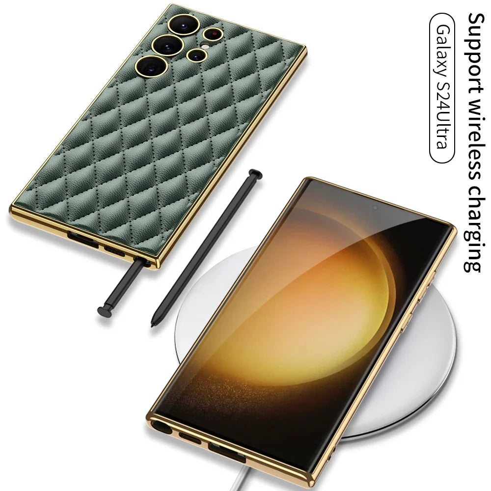 LUXURY ELECTROPLATED LEATHER CASE FOR SAMSUNG GALAXY S24 Ultra