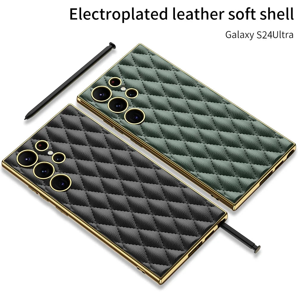 LUXURY ELECTROPLATED LEATHER CASE FOR SAMSUNG GALAXY S24 Ultra