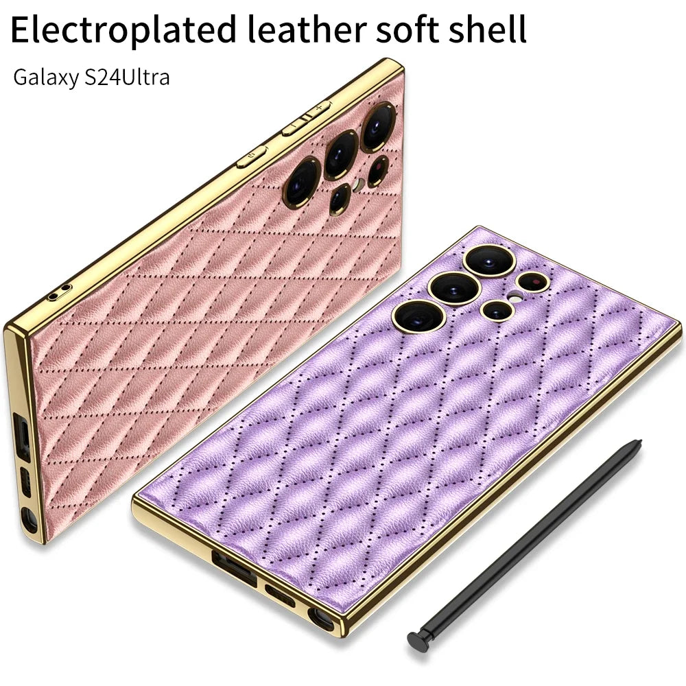LUXURY ELECTROPLATED LEATHER CASE FOR SAMSUNG GALAXY S24 Ultra