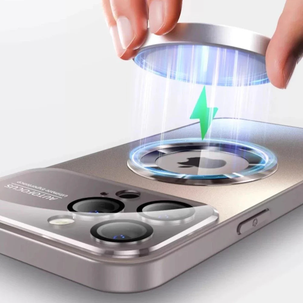 Magnetic Magsafe Logo-Cut Glass Shield Case - iPhone