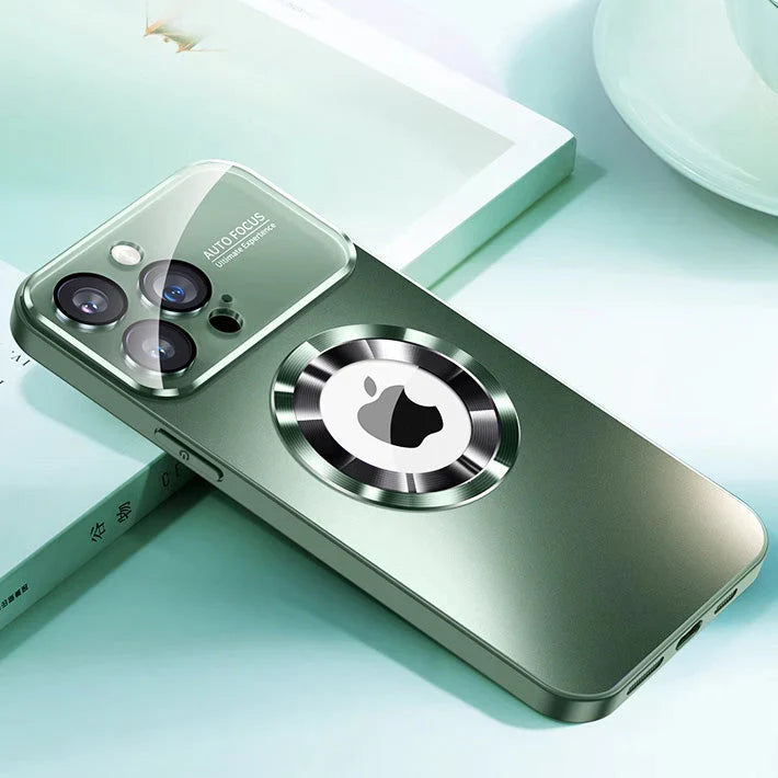 Magnetic Magsafe Logo-Cut Glass Shield Case - iPhone
