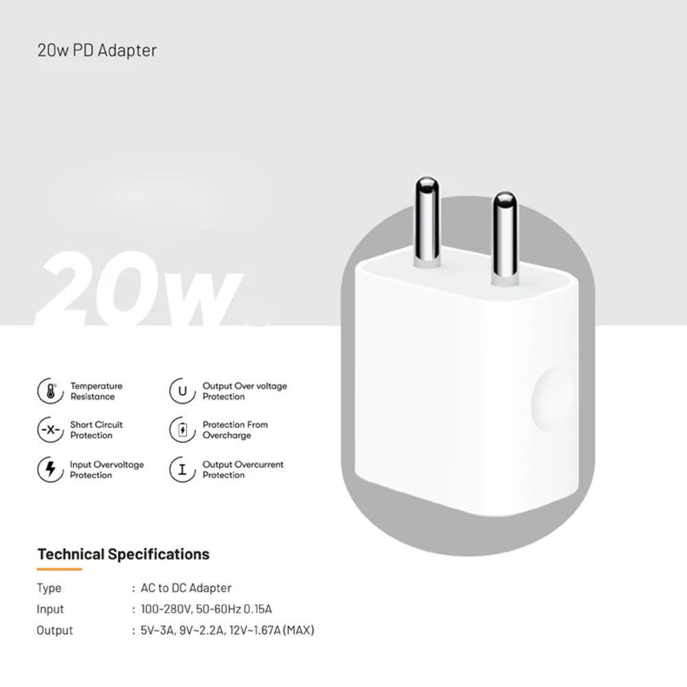 20W USB-C Power Adapter For iPhone