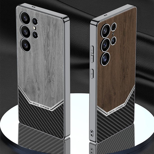 Premium Leather Wood Grain Texture Case - Galaxy S25 Ultra