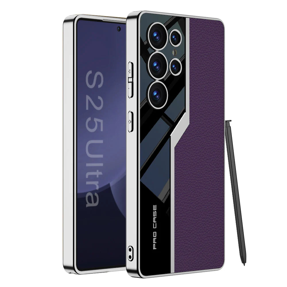 Classic Plain Leather Electroplated Case- S25 Ultra