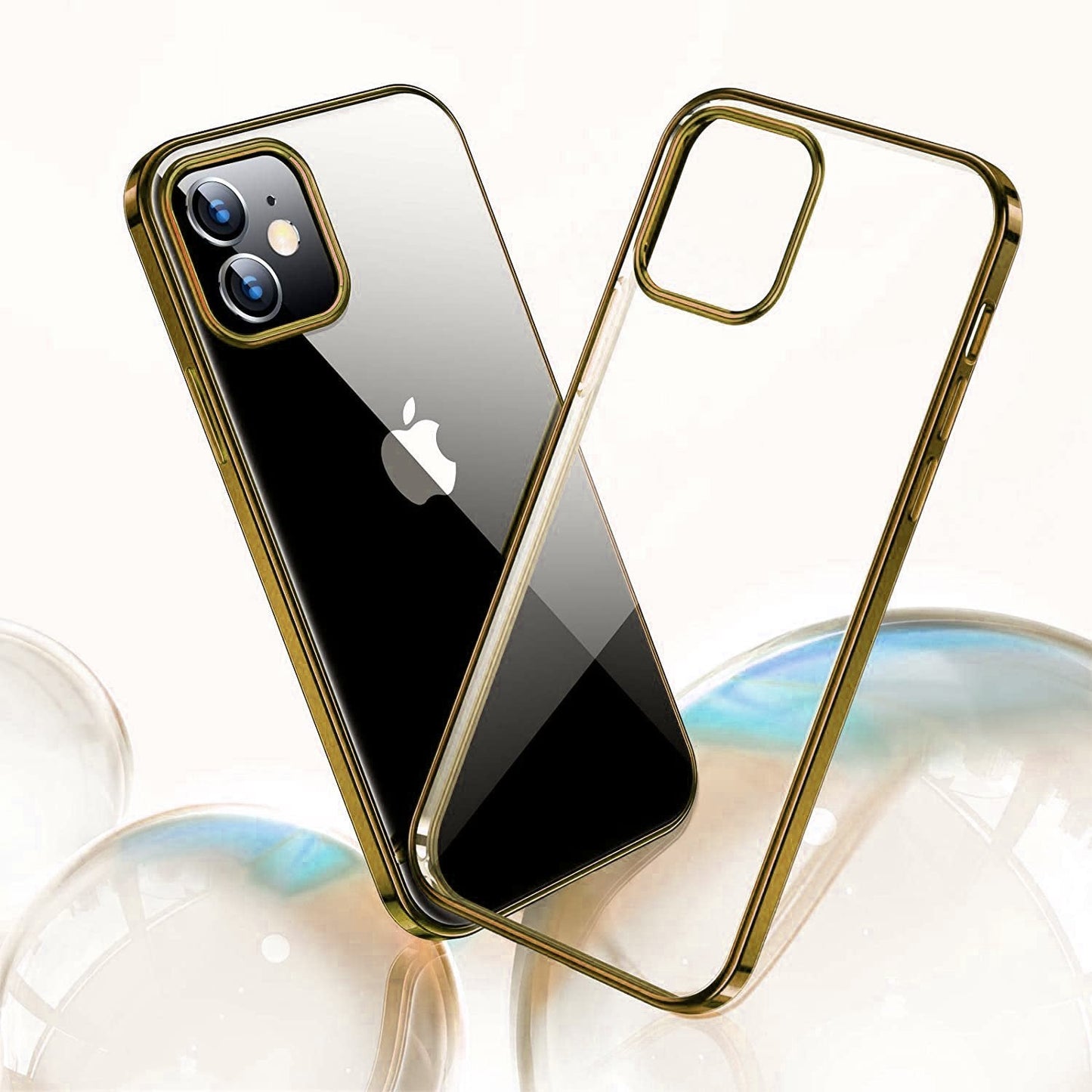iPhone 15 Series Ultra Thin Transparent Metallic Bumper Hard Case