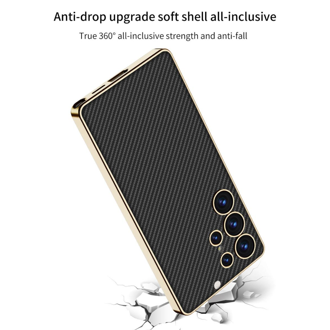Luxury Leather Golden Boarder Case For Galaxy S25 Ultra