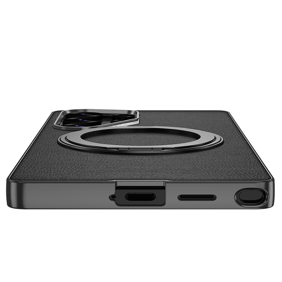 Galaxy S25 Ultra Matte Leather Grip MagSafe Kickstand Case