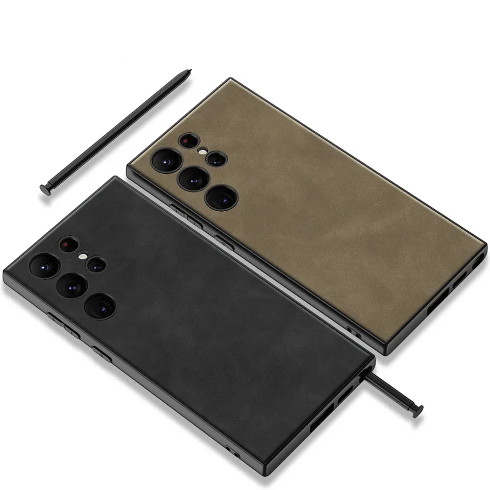 Luxury Leather Slim Case For Galaxy S23 Ultra
