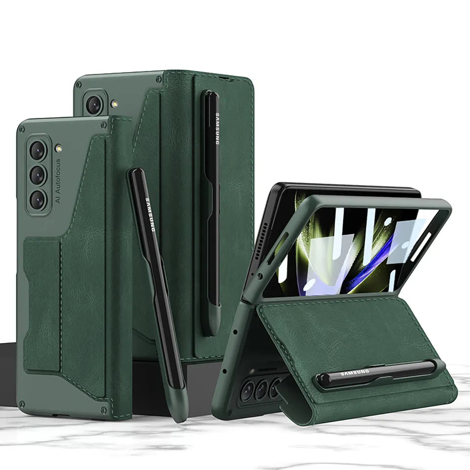 Business leather hybrid shockproof case  Case For z fold 5