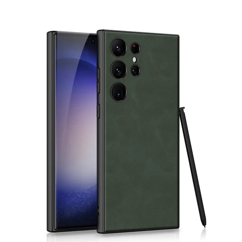 Luxury Leather Slim Case For Galaxy S23 Ultra