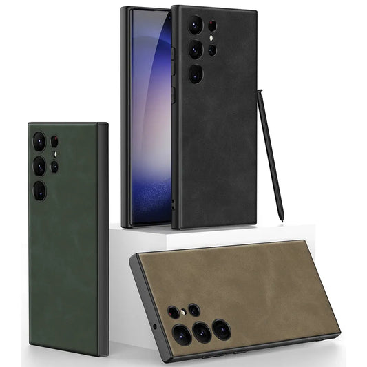 Luxury Leather Slim Case For Galaxy S23 Ultra