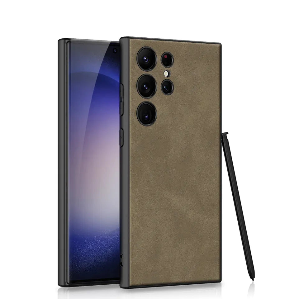 Luxury Leather Slim Case For Galaxy S23 Ultra