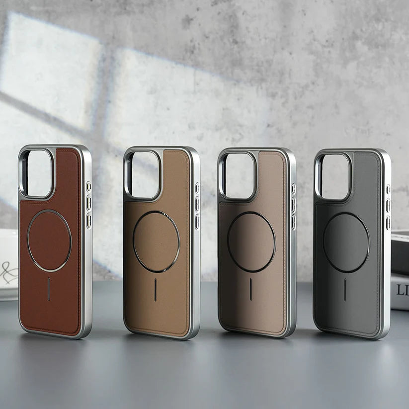 Premium PU Leather Magnetic Magsafe Case- iPhone