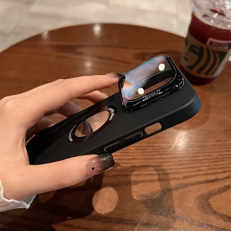 Luxury Camera Protector Stand Case With Logo Cut- iPhone 16 Series