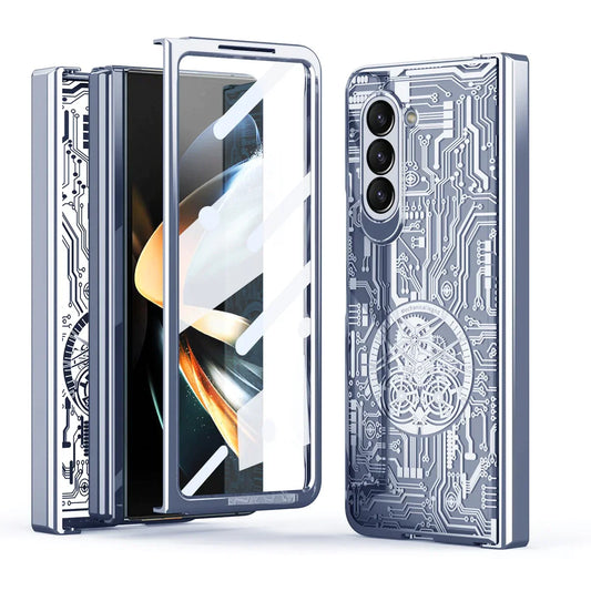 Mechanical Design MagSafe Transparent Shockproof Cover For Samsung Galaxy Z Fold 5
