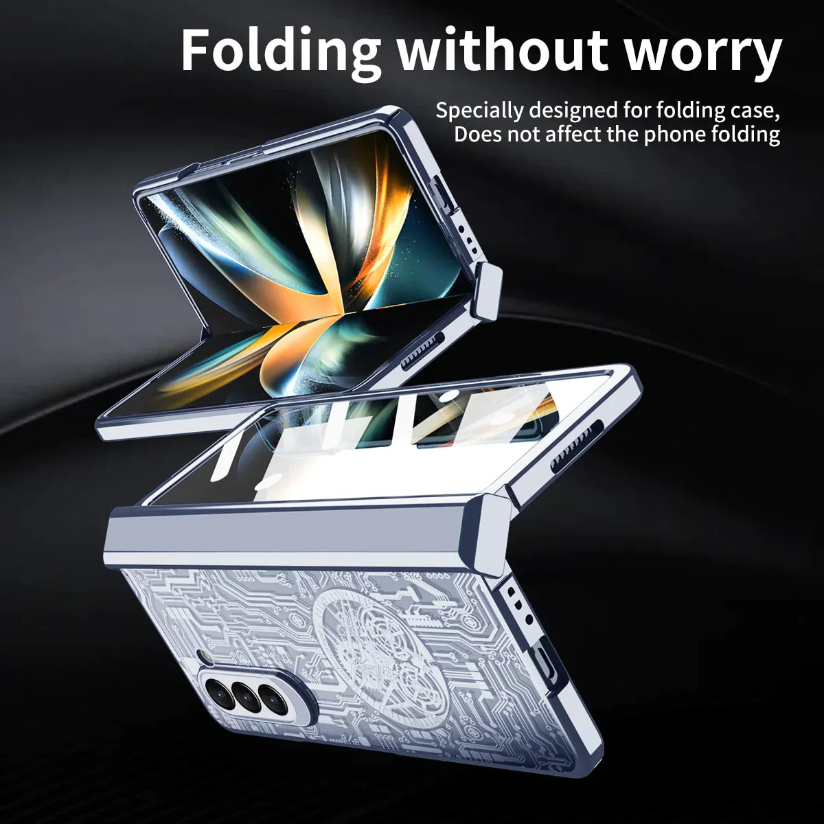 Mechanical Design MagSafe Transparent Shockproof Cover For Samsung Galaxy Z Fold 5