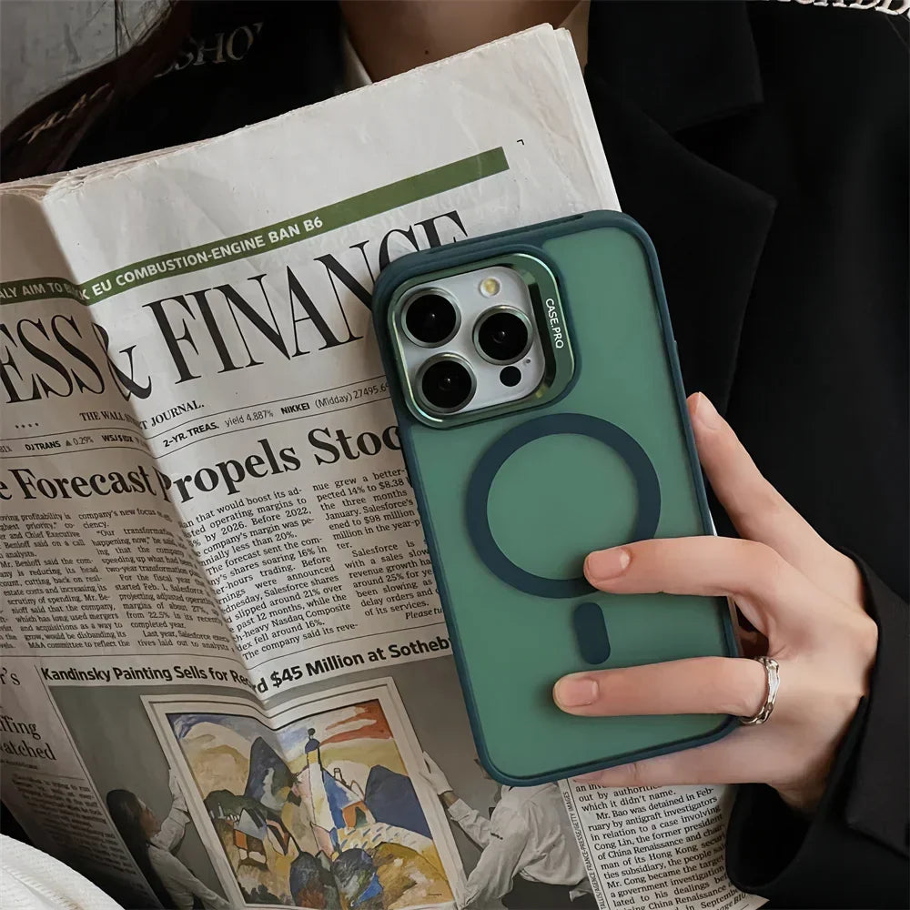 Elegant Metal Bracket Kickstand Case - iPhone 16 Series
