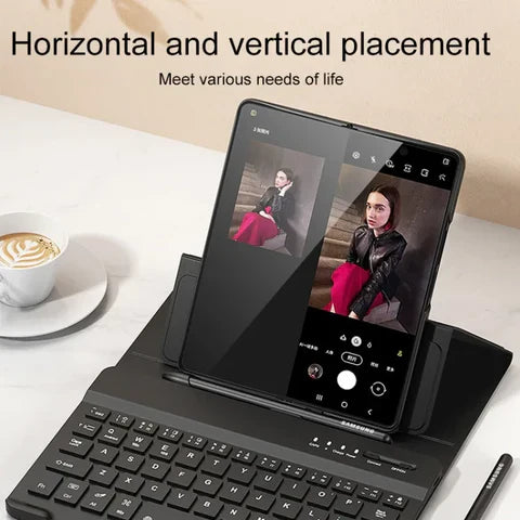 Wireless Keyboard Leather Magnetic Flip Case For Z Fold 5