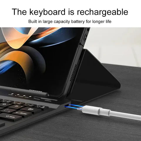 Wireless Keyboard Leather Magnetic Flip Case For Z Fold 5