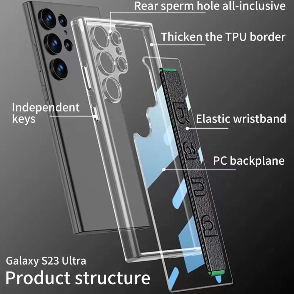 Premium Transparent Elastic Wristband Holder Case For Galaxy S23 Ultra