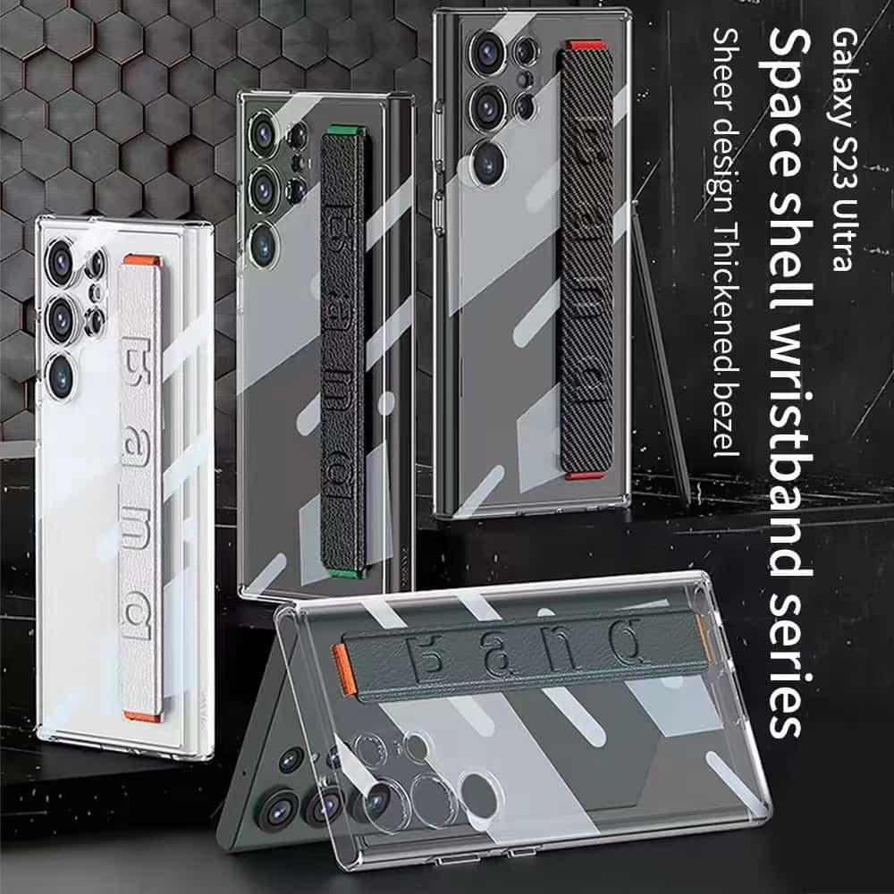 Premium Transparent Elastic Wristband Holder Case For Galaxy S23 Ultra
