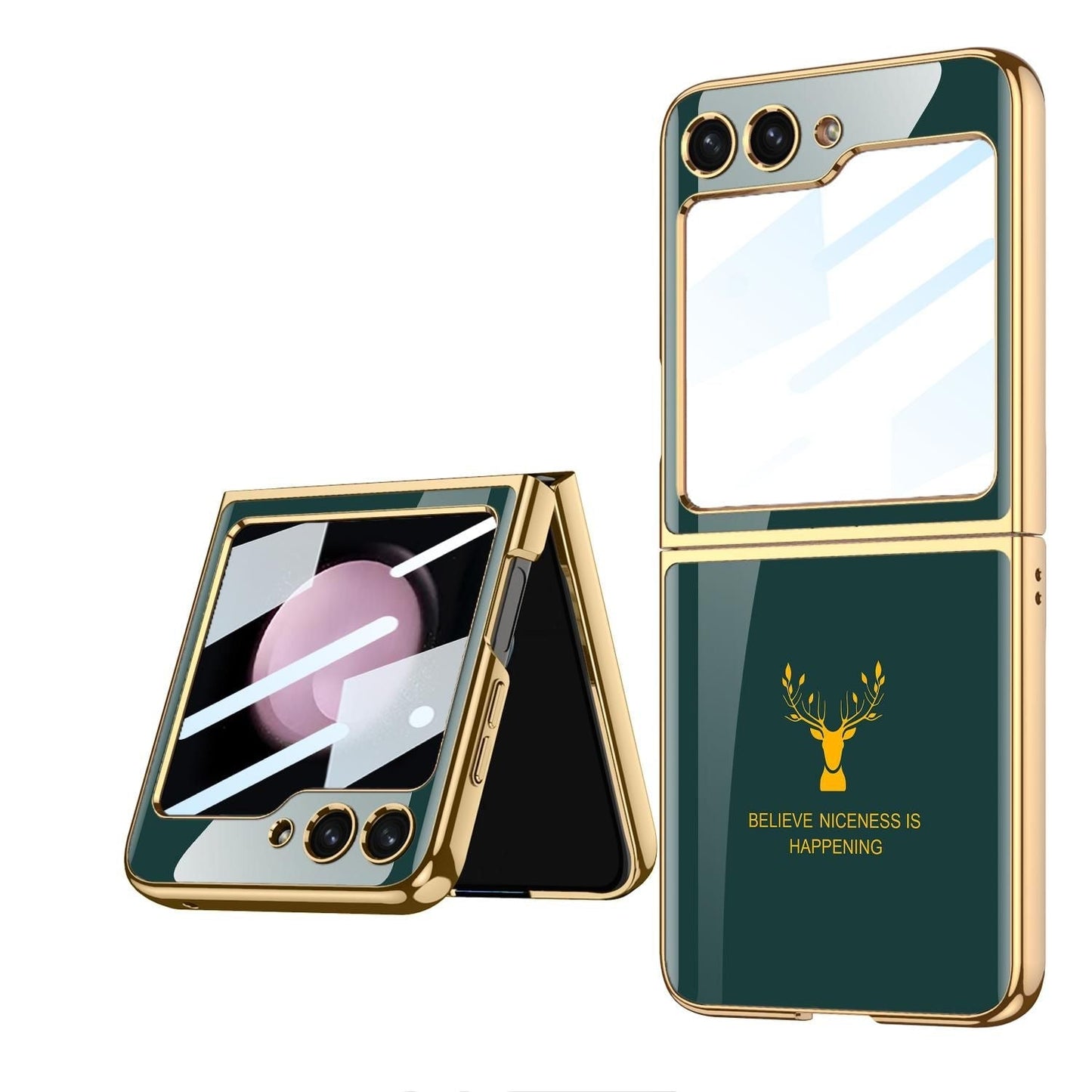 Samsung Galaxy Z Flip Series Deer Pattern Glass Case