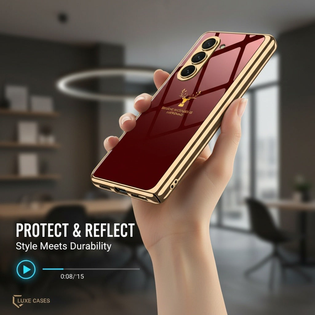 Galaxy Z Fold 7 Deer Pattern Glass Case