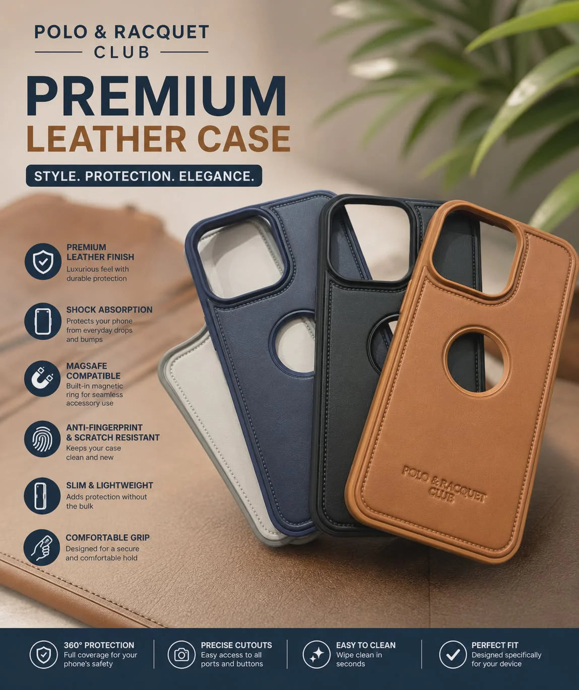 Premium Leather Logo Cut Case- iPhone Series