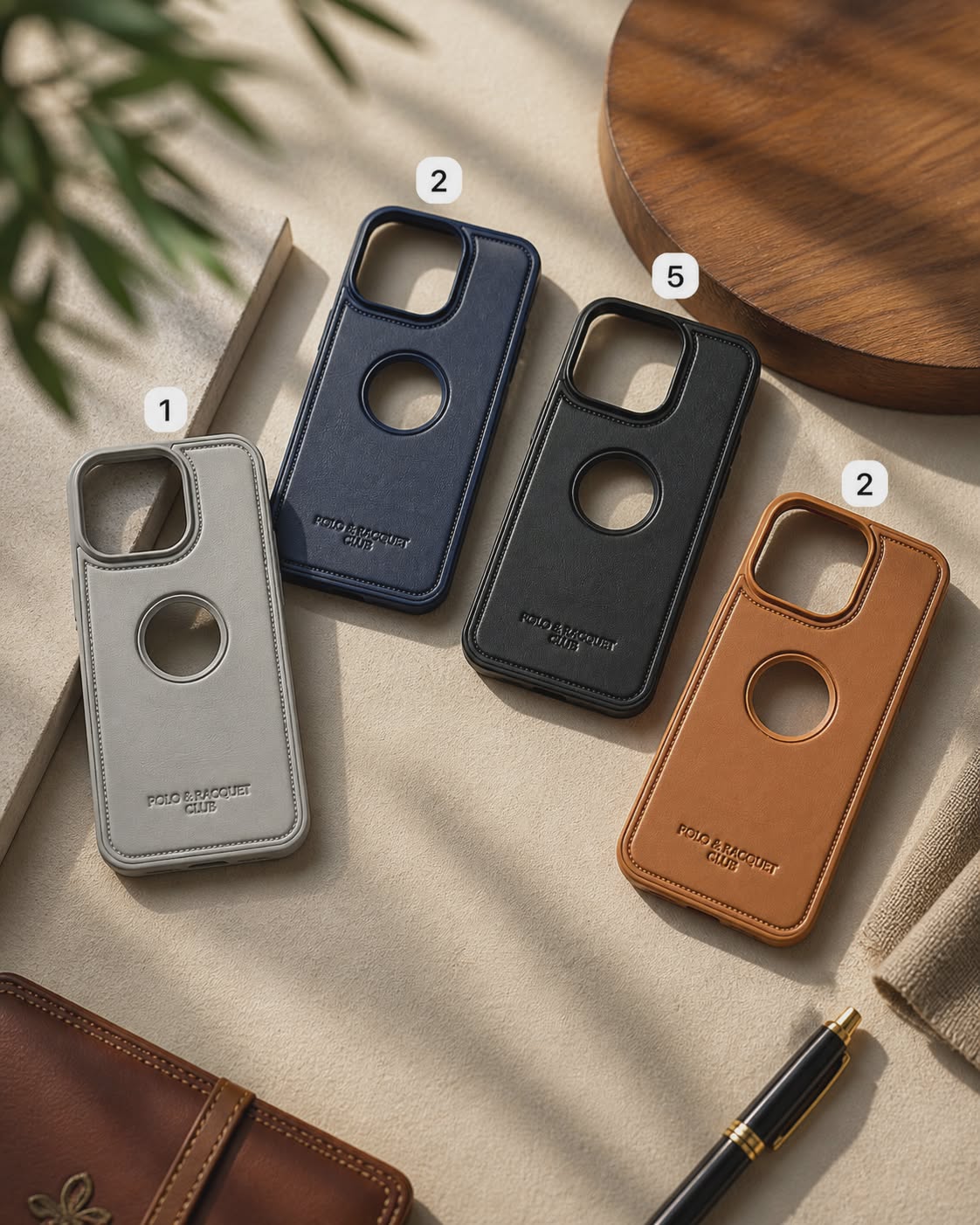 Premium Leather Logo Cut Case- iPhone Series