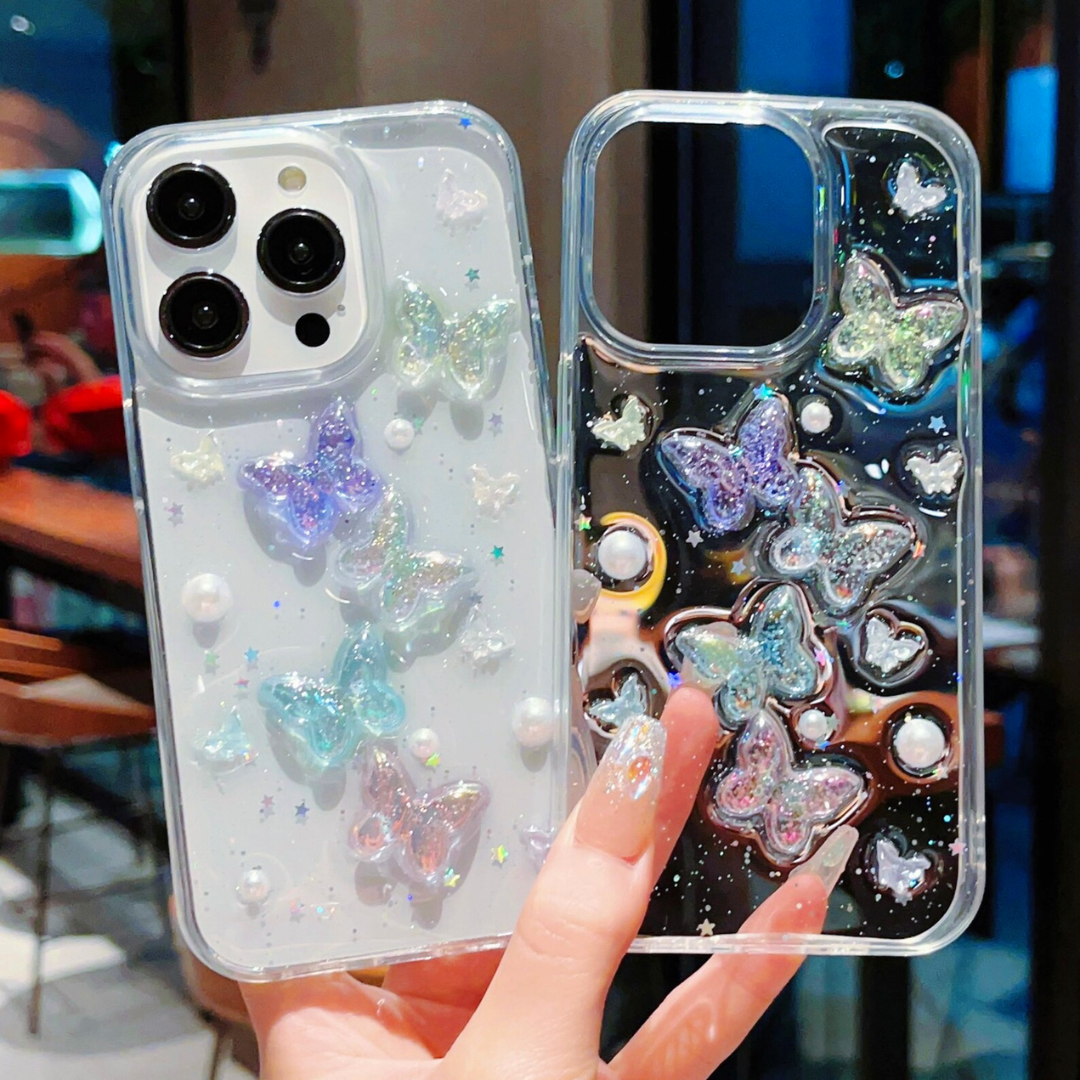 Beautiful 3D Laser Color Butterfly Phone Case For iPhone 15 Pro Max