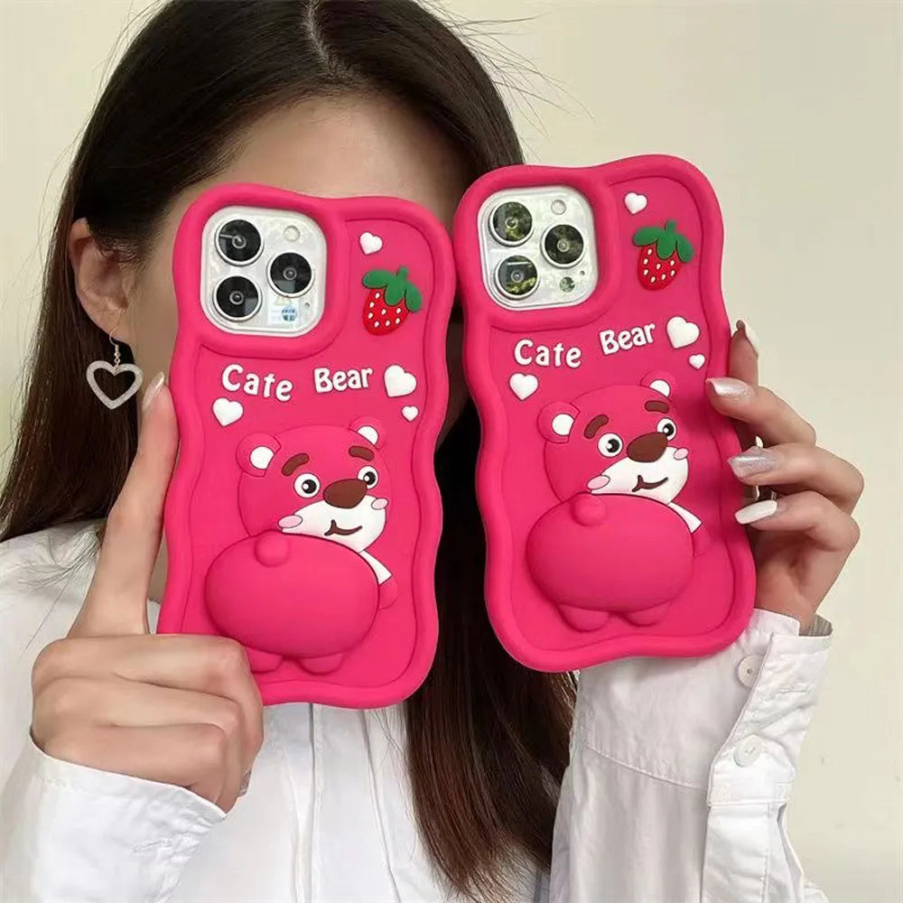 3D Bear Pattern Case - iPhone