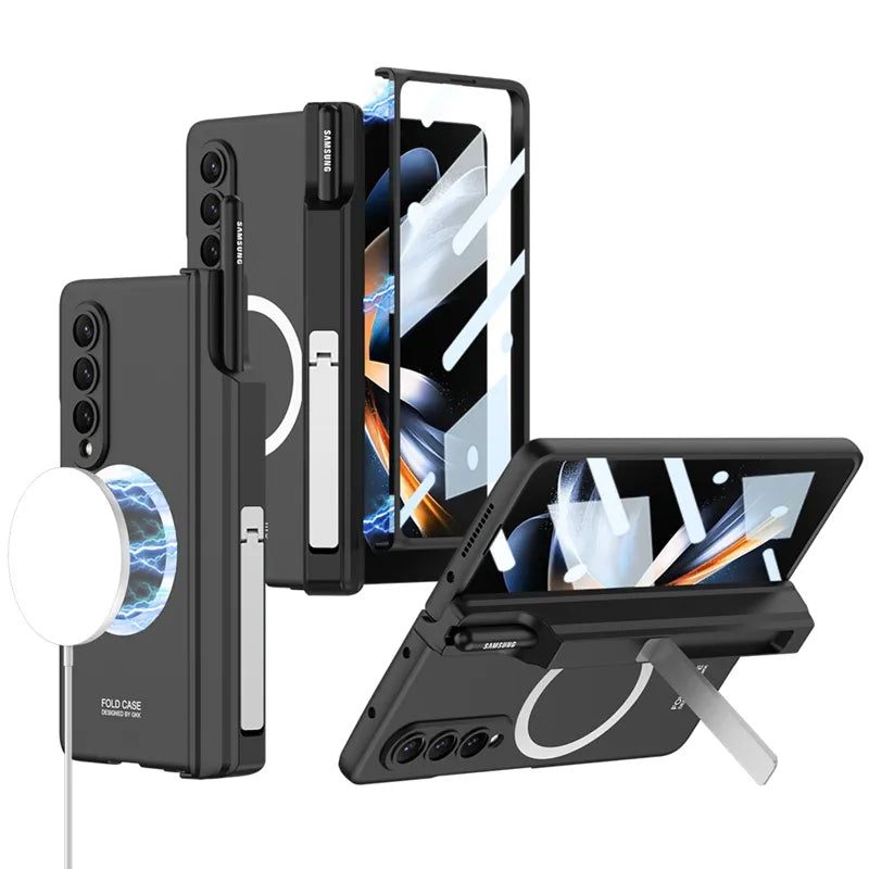 Magnetic with Hinge Protective Stand Case For Fold 3 & 4