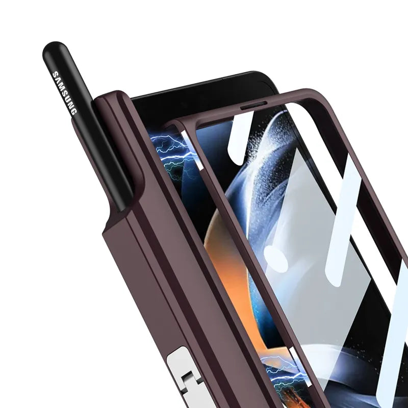 Magnetic with Hinge Protective Stand Case For Fold 3 & 4