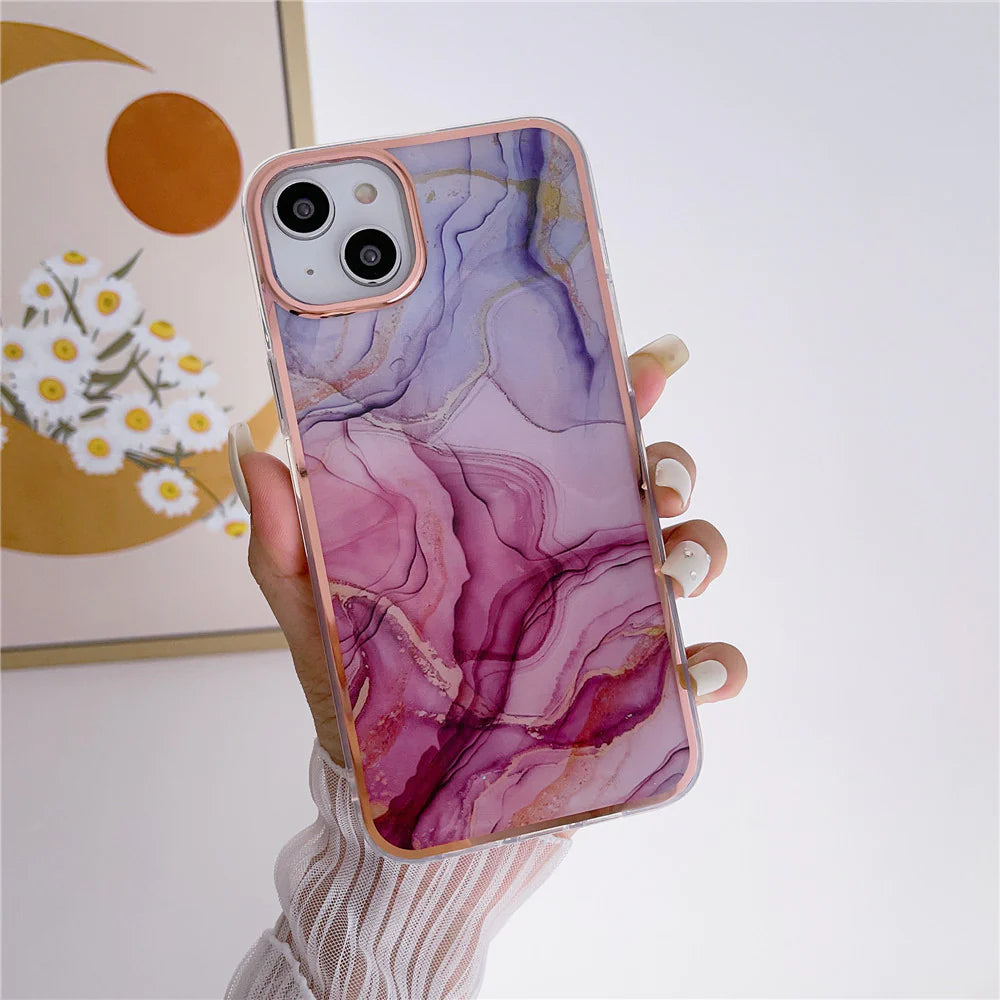 Lustrous Marble Pattern Fancy Case - iPhone