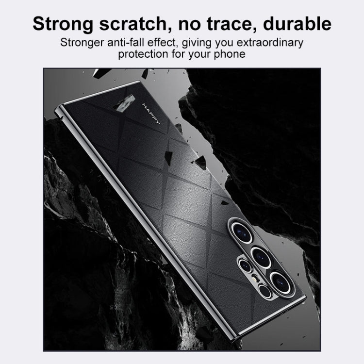 Luxury Plain Leather + Camera Lens Protector Case  - Galaxy S25 Series