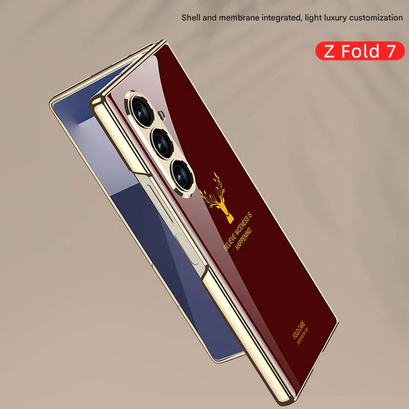 Galaxy Z Fold 7 Deer Pattern Glass Case