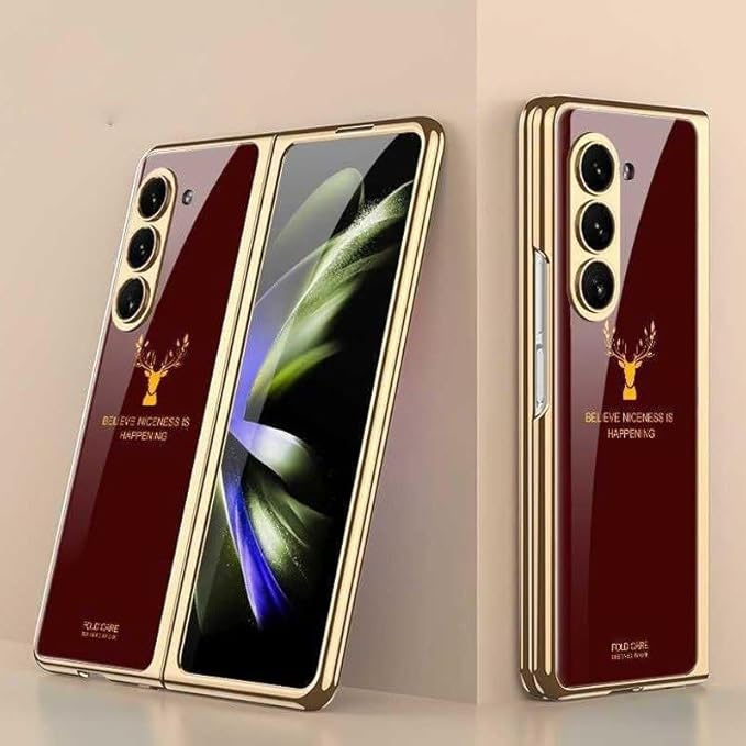 Galaxy Z Fold 7 Deer Pattern Glass Case