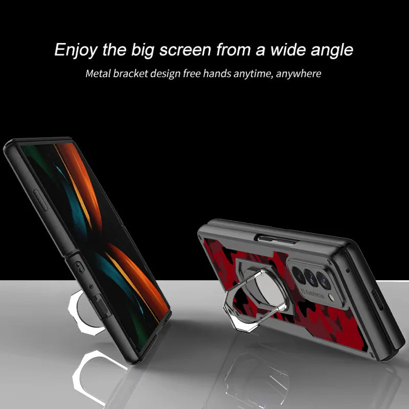 Galaxy Z Fold 3 Foldable Shockproof PC Case with Ring Holder