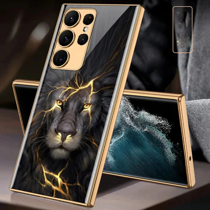 Lion Pattern Inspirational Glass Case for Galaxy S Series