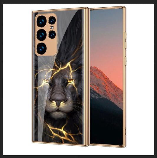 Lion Pattern Inspirational Glass Case for Galaxy S Series