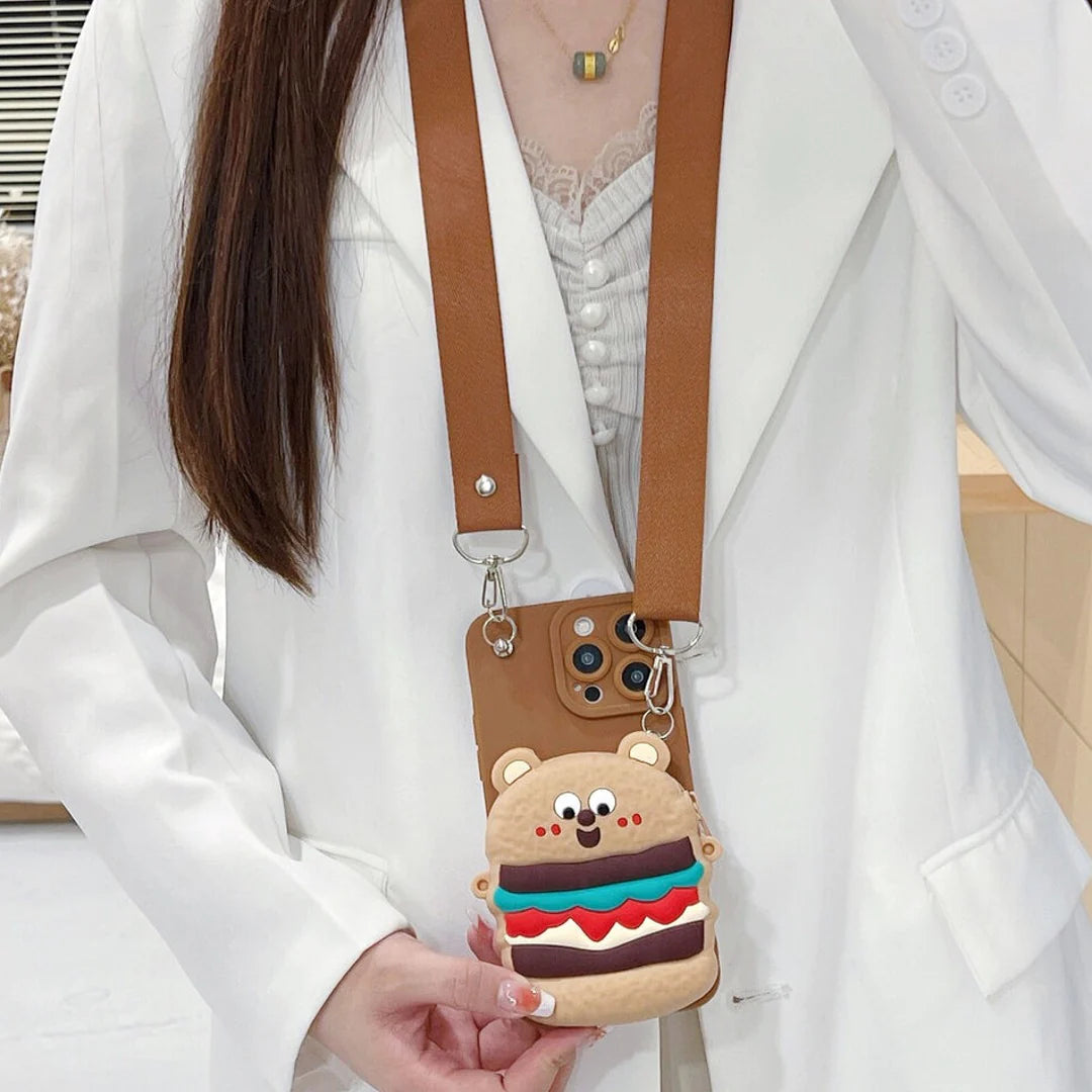 Pretty Teddy Pattern Cartoon Wallet Phone Case - iPhone