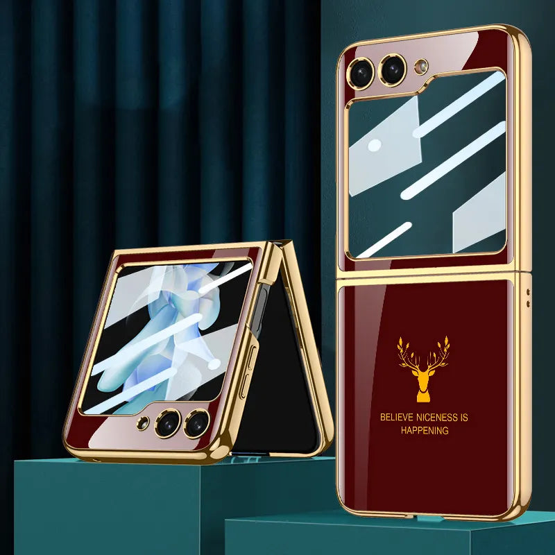 Samsung Galaxy Z Flip Series Deer Pattern Glass Case