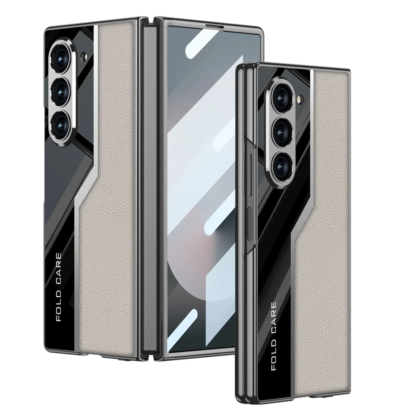 Classic Pattern Plain Leather Craft Case For Galaxy Z Fold Series