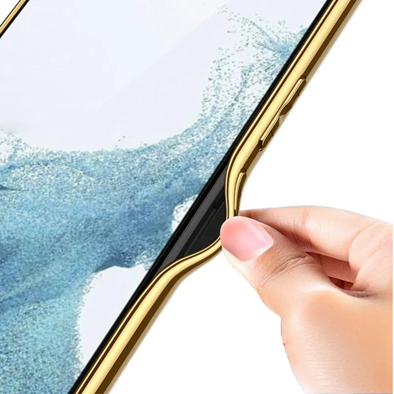 Electroplating PU Leather Soft Back Cover Case For S23 Series