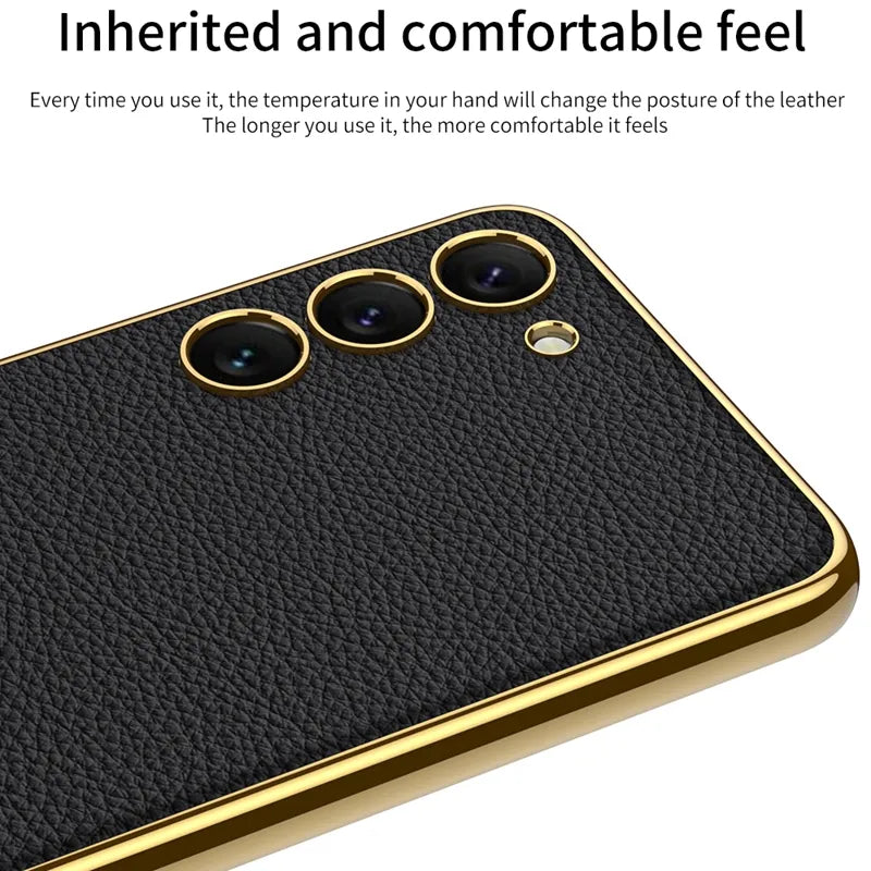 Electroplating PU Leather Soft Back Cover Case For S23 Series