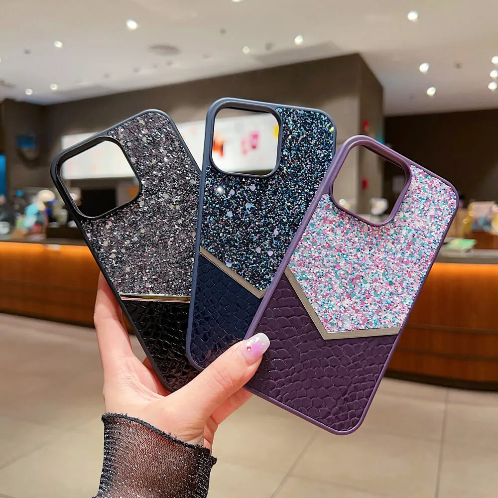 Shimmering Decorative Silicon Phone Case - iPhone