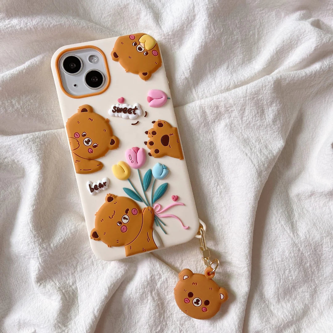 Cute 3D Bear Charm Pattern Phone Case