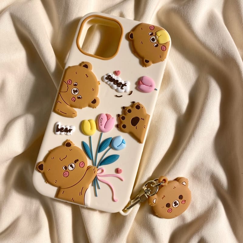 Cute 3D Bear Charm Pattern Phone Case